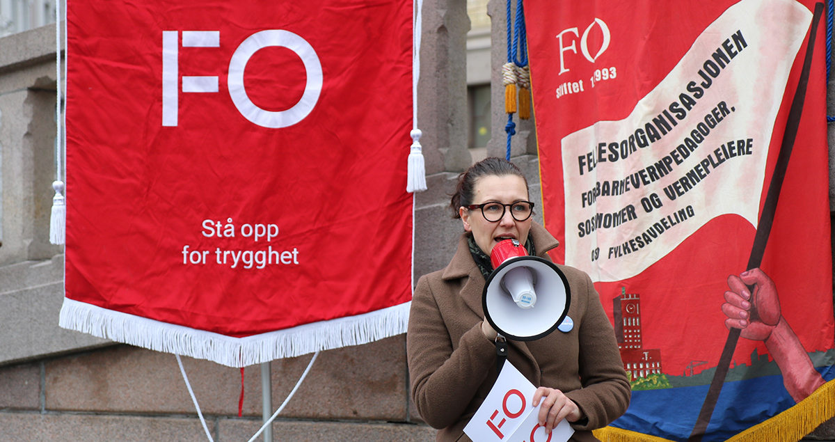 FO støttet #heierna markeringen foran Stortinget. FO-nestleder, Marianne Solberg holdt appell. 