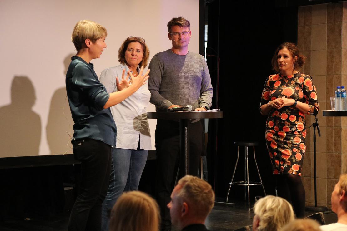 Forsker Anne Skevik Grødem (Institutt for samfunnsforskning / CORE), Likestillings- og diskriminseringsombud Hanne Bjurstrøm, sjefsøkonom i LO Roger Bjørnstad og nestleder i FO, Marianne Solberg Johnsen.